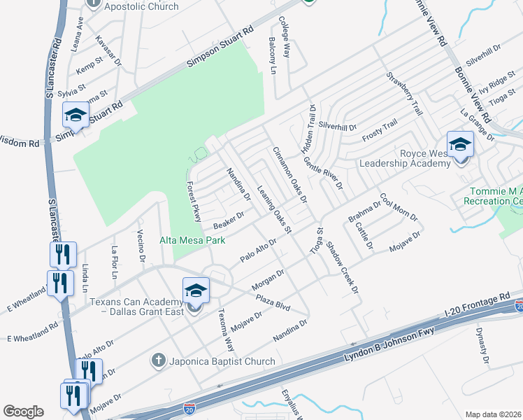 map of restaurants, bars, coffee shops, grocery stores, and more near 7116 Nandina Drive in Dallas