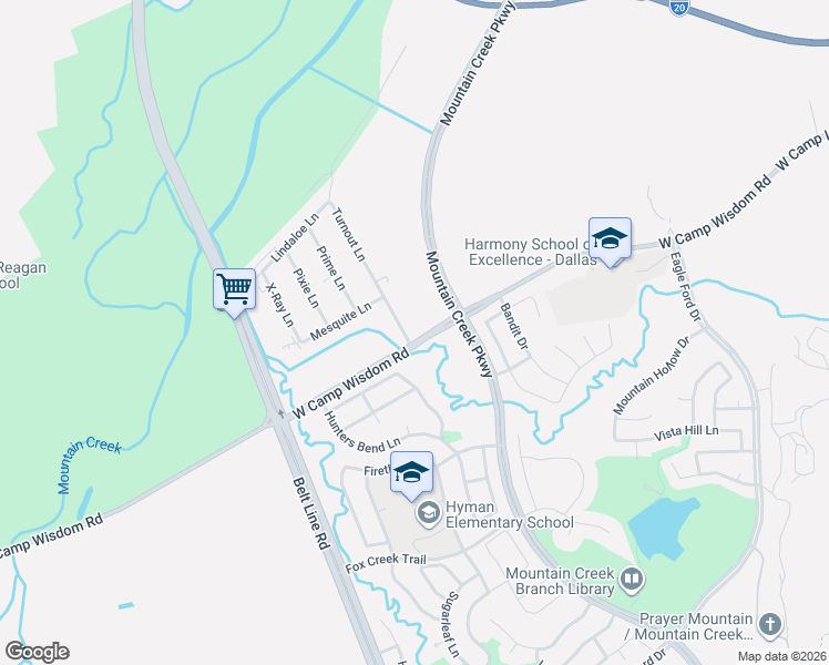 map of restaurants, bars, coffee shops, grocery stores, and more near 5432 Turnout Lane in Dallas