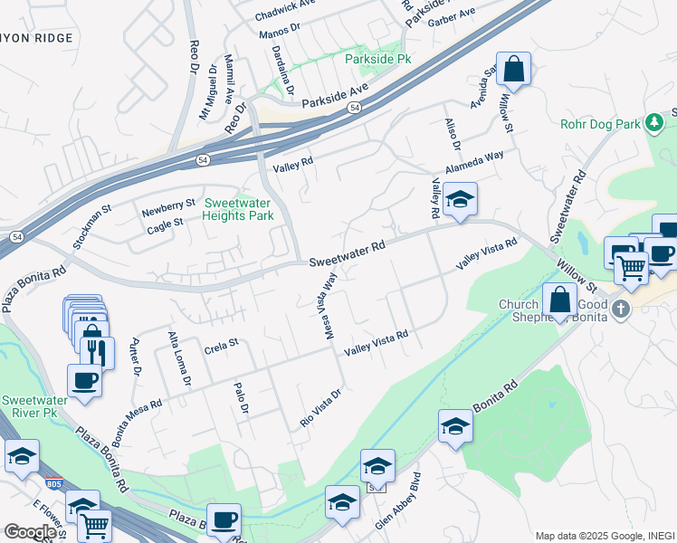 map of restaurants, bars, coffee shops, grocery stores, and more near 3745 Vista Pointe in Bonita