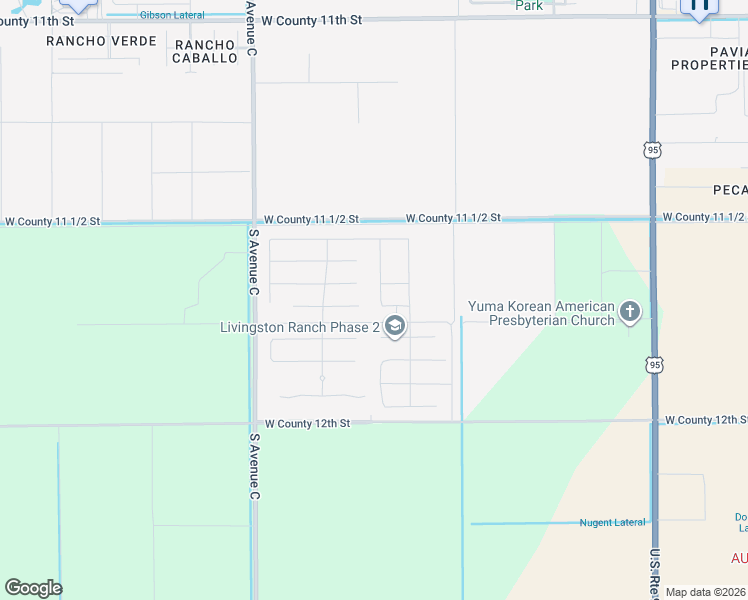 map of restaurants, bars, coffee shops, grocery stores, and more near 3470 West 37th Place in Yuma