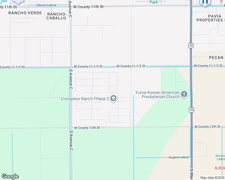 map of restaurants, bars, coffee shops, grocery stores, and more near 3470 West 37th Place in Yuma