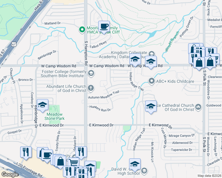 map of restaurants, bars, coffee shops, grocery stores, and more near 2036 Garden Crest Lane in Dallas
