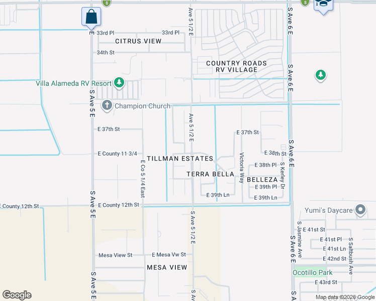 map of restaurants, bars, coffee shops, grocery stores, and more near 3799 South Plowman Drive in Yuma
