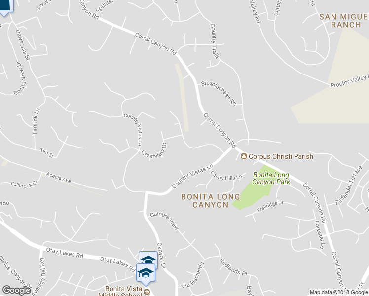 map of restaurants, bars, coffee shops, grocery stores, and more near 376 Canyon Ridge Drive in Bonita