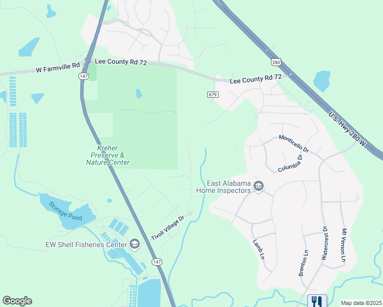 map of restaurants, bars, coffee shops, grocery stores, and more near 2322 Tuscany Place in Auburn