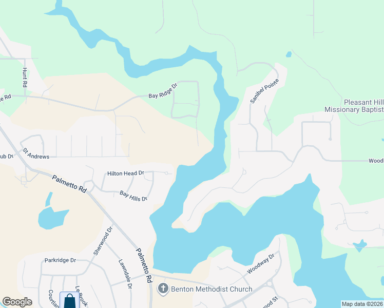 map of restaurants, bars, coffee shops, grocery stores, and more near 1314 Bay Ridge Drive in Benton