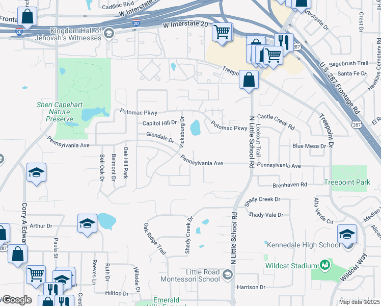 map of restaurants, bars, coffee shops, grocery stores, and more near 5304 Dunbarton Ct in Arlington