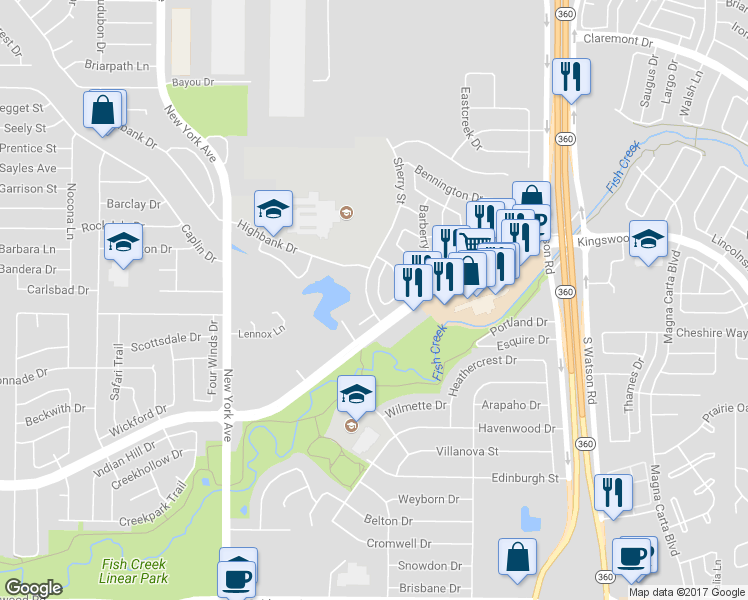 map of restaurants, bars, coffee shops, grocery stores, and more near 5320 Farragut Drive in Arlington