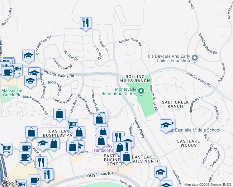 map of restaurants, bars, coffee shops, grocery stores, and more near 771 Dry Creek Drive in Chula Vista