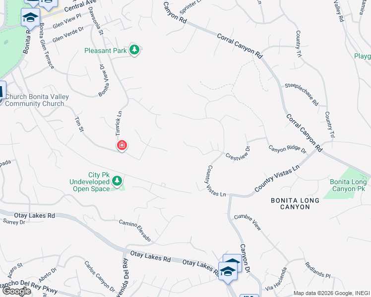 map of restaurants, bars, coffee shops, grocery stores, and more near 308 Crestview Drive in Bonita