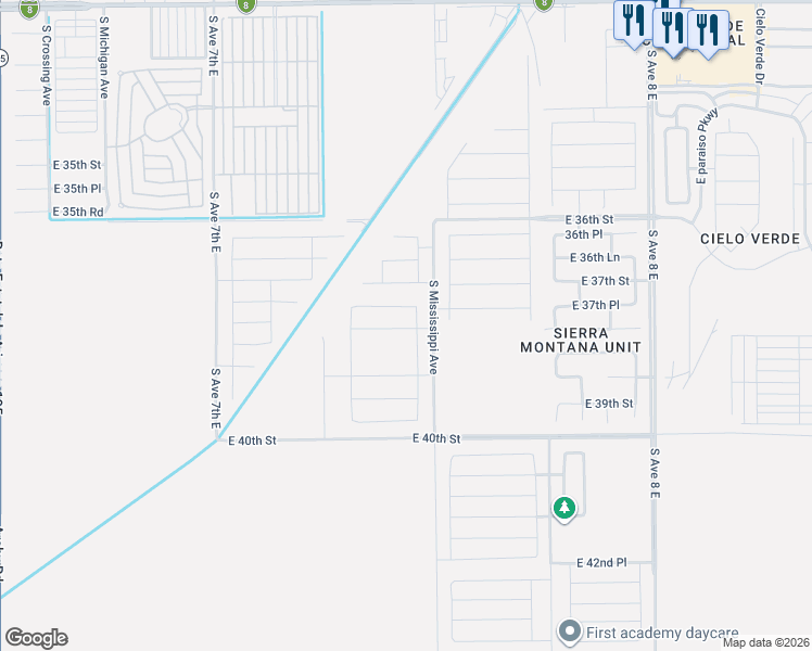 map of restaurants, bars, coffee shops, grocery stores, and more near Clark Gable in Yuma