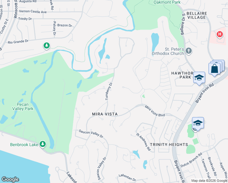 map of restaurants, bars, coffee shops, grocery stores, and more near 6800 Shadow Creek Court in Fort Worth