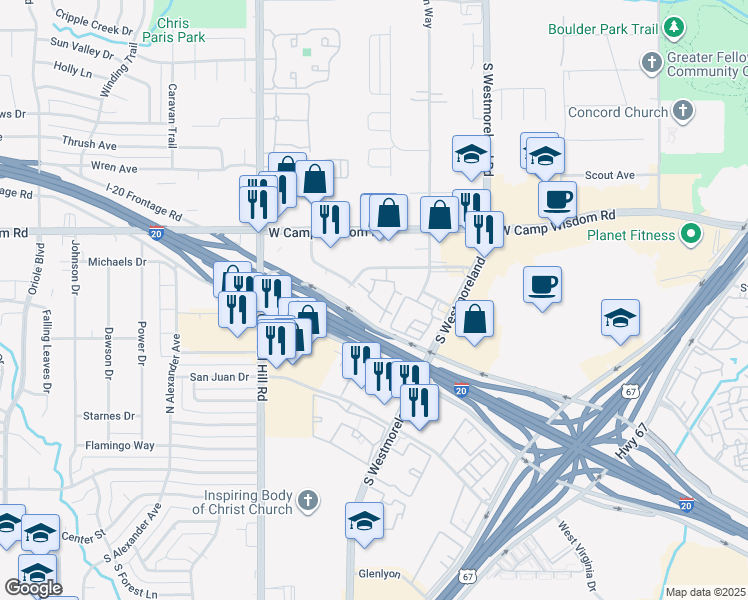 map of restaurants, bars, coffee shops, grocery stores, and more near 4060 Preferred Place in Dallas