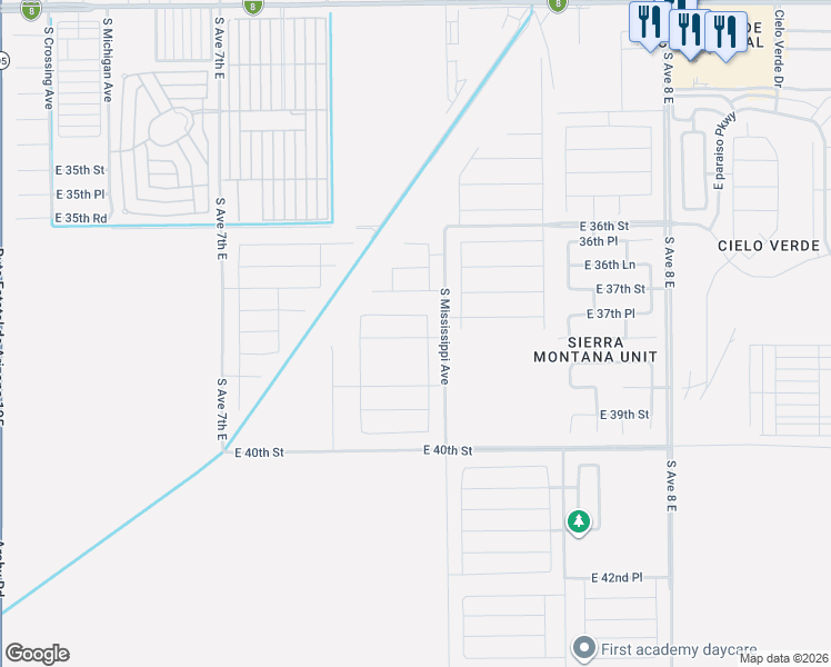 map of restaurants, bars, coffee shops, grocery stores, and more near Clark Gable in Yuma