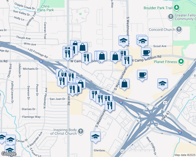 map of restaurants, bars, coffee shops, grocery stores, and more near 4060 Preferred Place in Dallas