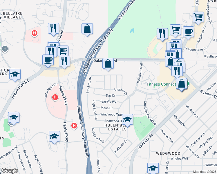 map of restaurants, bars, coffee shops, grocery stores, and more near 6216 Reddenson Drive in Fort Worth