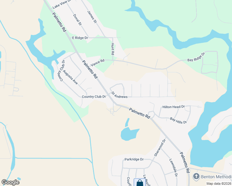 map of restaurants, bars, coffee shops, grocery stores, and more near 105 Saint Andrews in Benton