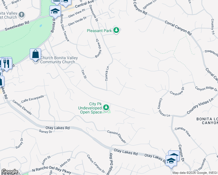 map of restaurants, bars, coffee shops, grocery stores, and more near 4235 Tim Street in Bonita
