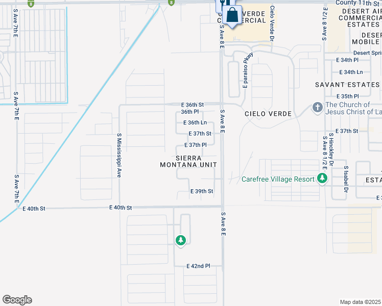 map of restaurants, bars, coffee shops, grocery stores, and more near 7866 East 38th Street in Yuma