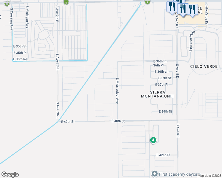 map of restaurants, bars, coffee shops, grocery stores, and more near Clark Gable in Yuma