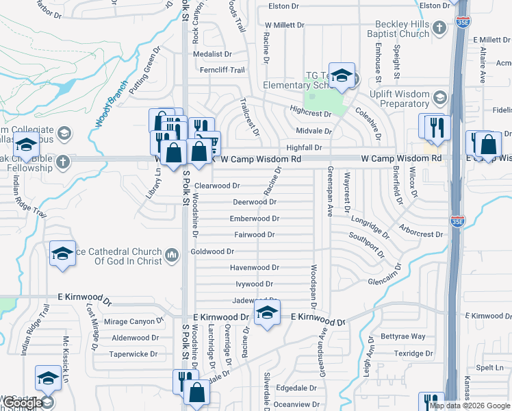map of restaurants, bars, coffee shops, grocery stores, and more near 810 Deerwood Drive in Dallas