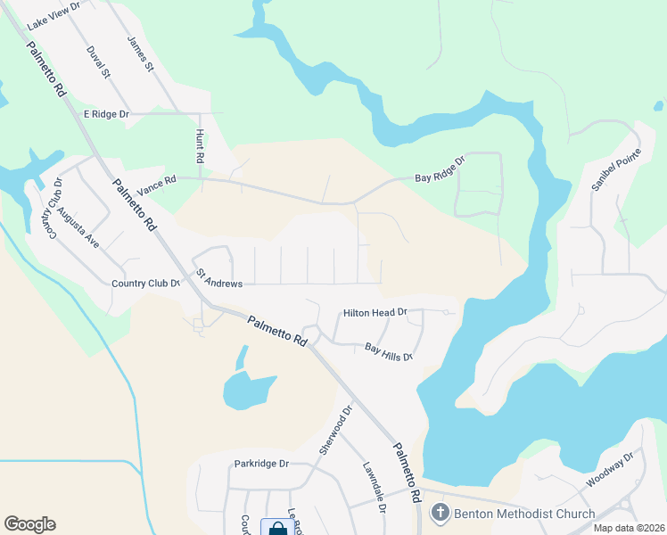 map of restaurants, bars, coffee shops, grocery stores, and more near Meridian Way in Bossier Parish