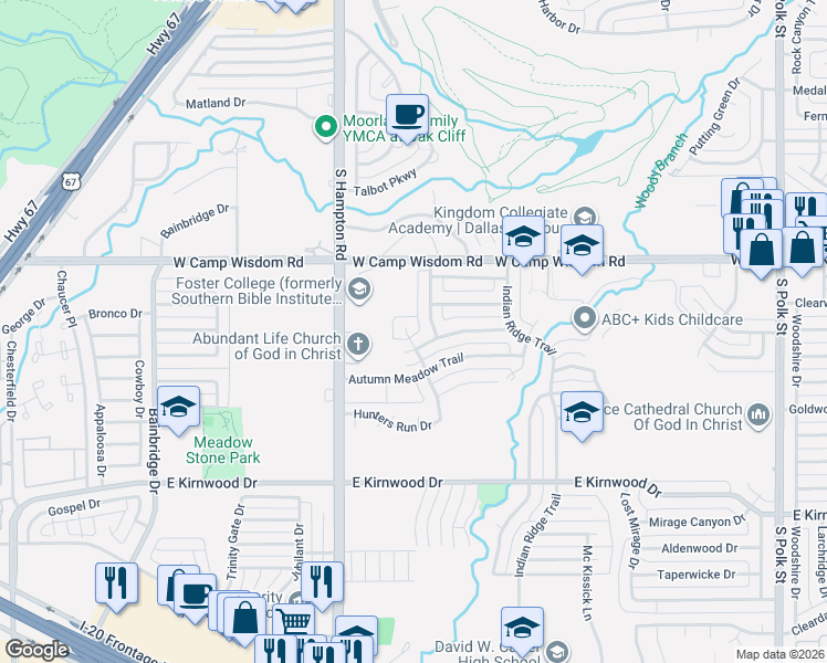 map of restaurants, bars, coffee shops, grocery stores, and more near 2036 Garden Crest Lane in Dallas