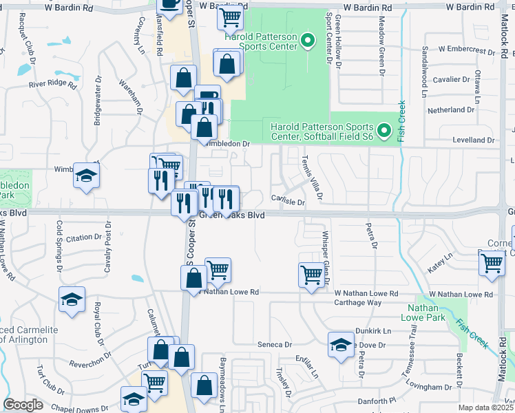 map of restaurants, bars, coffee shops, grocery stores, and more near 5234 Villa Del Mar Avenue in Arlington