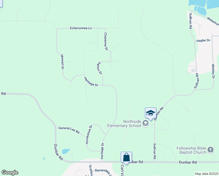 map of restaurants, bars, coffee shops, grocery stores, and more near 413 Heritage Drive in Warner Robins