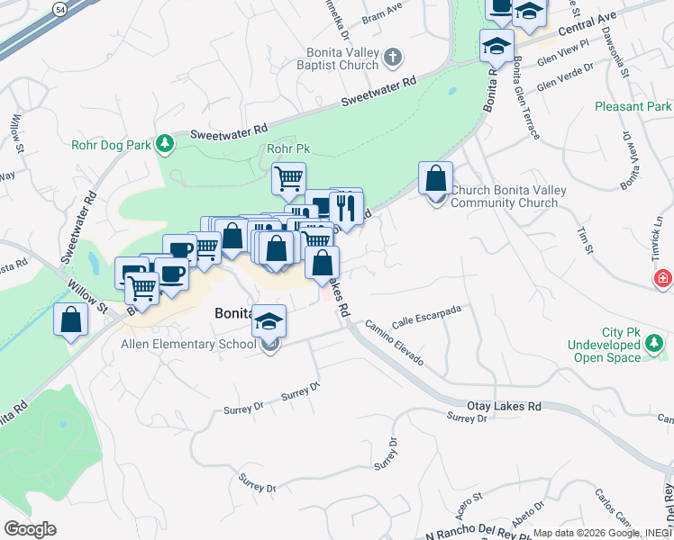 map of restaurants, bars, coffee shops, grocery stores, and more near 4532 Villas Drive in Bonita
