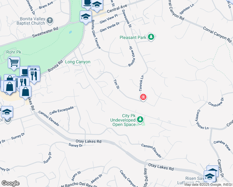 map of restaurants, bars, coffee shops, grocery stores, and more near 4126 Tim Street in Bonita