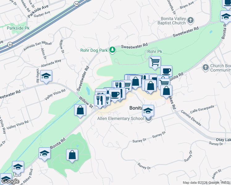 map of restaurants, bars, coffee shops, grocery stores, and more near in Bonita
