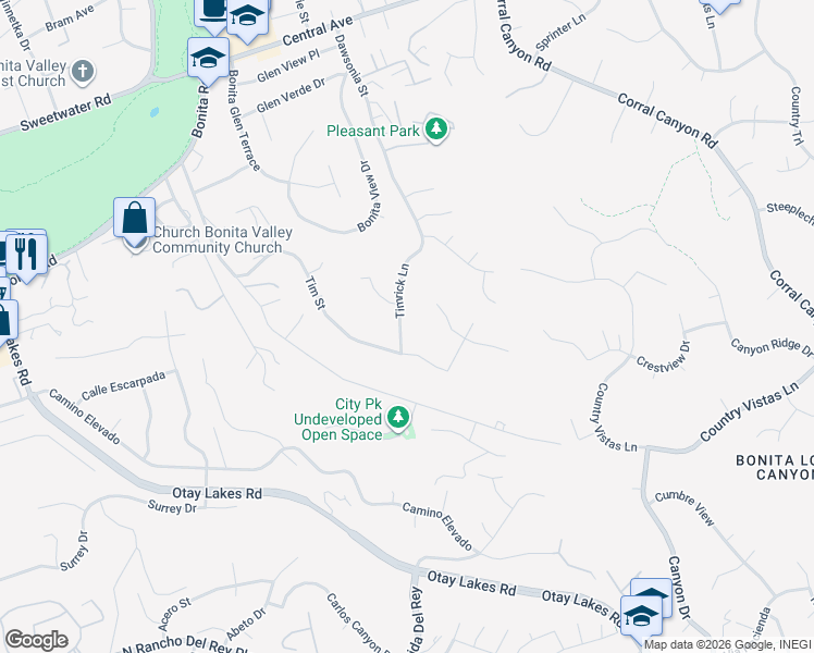map of restaurants, bars, coffee shops, grocery stores, and more near 4235 Tim Street in Bonita