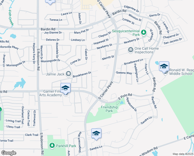 map of restaurants, bars, coffee shops, grocery stores, and more near 4552 Durrand Drive in Grand Prairie