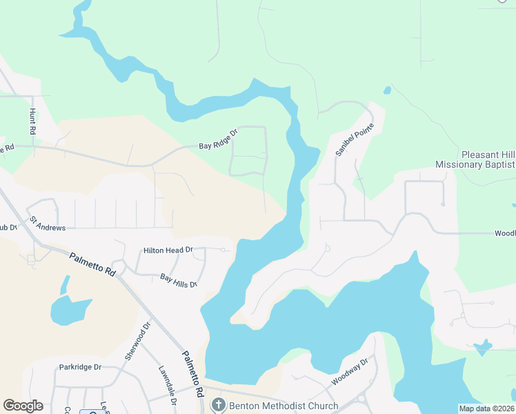 map of restaurants, bars, coffee shops, grocery stores, and more near 1314 Bay Ridge Drive in Benton