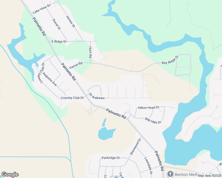 map of restaurants, bars, coffee shops, grocery stores, and more near 302 Cameron Circle in Benton