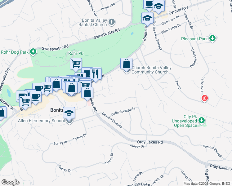 map of restaurants, bars, coffee shops, grocery stores, and more near 4554 Villas Drive in Bonita