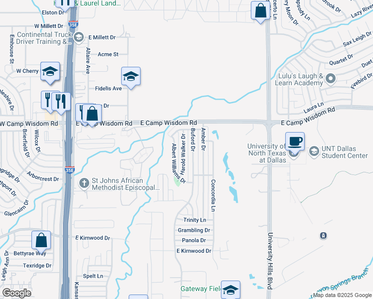 map of restaurants, bars, coffee shops, grocery stores, and more near 7204 Harold Walker Drive in Dallas