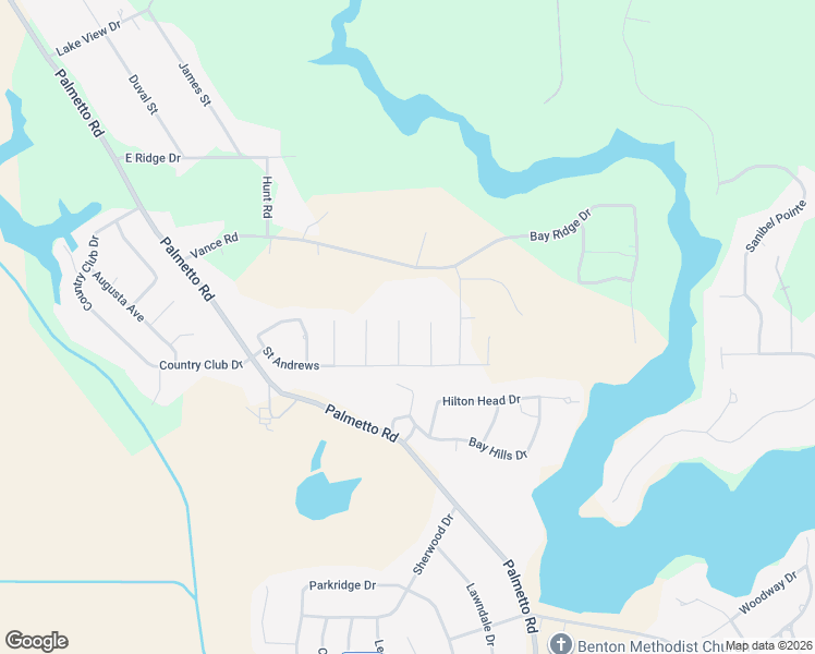 map of restaurants, bars, coffee shops, grocery stores, and more near 354 Vance Road in Benton