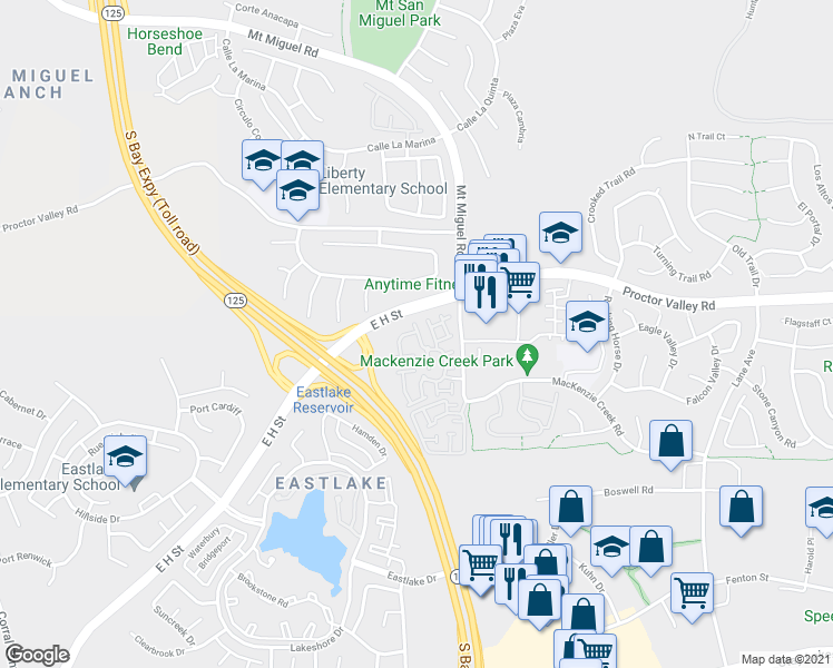map of restaurants, bars, coffee shops, grocery stores, and more near 2280 Lago Ventana in Chula Vista