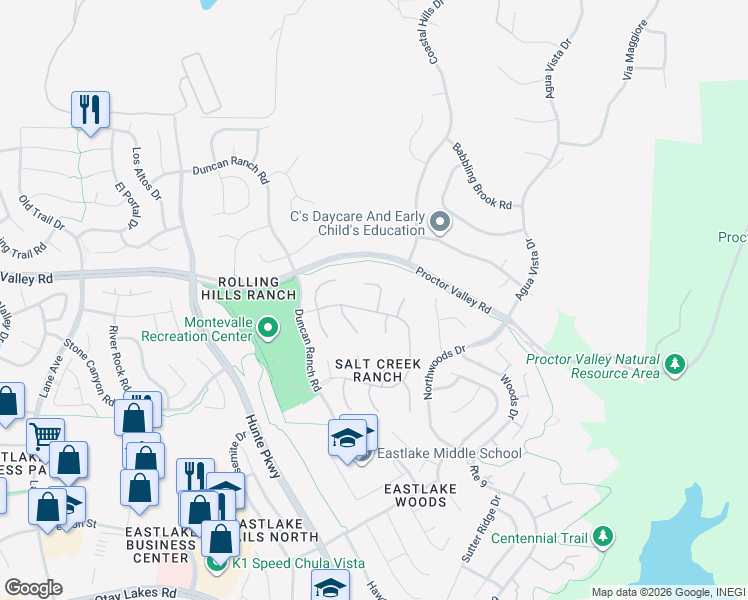 map of restaurants, bars, coffee shops, grocery stores, and more near 756 Crooked Path Place in Chula Vista