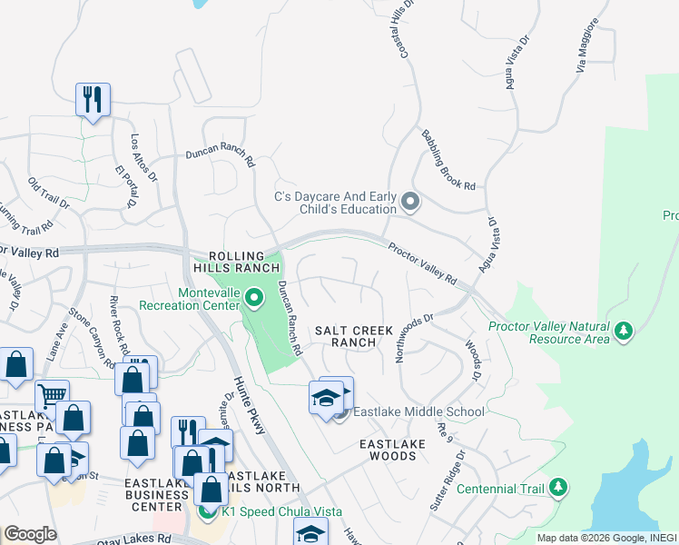 map of restaurants, bars, coffee shops, grocery stores, and more near 756 Crooked Path Place in Chula Vista