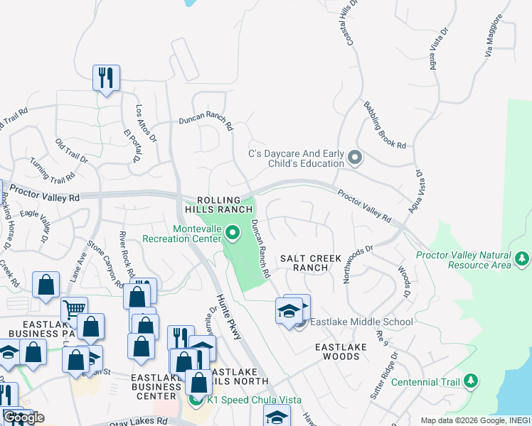 map of restaurants, bars, coffee shops, grocery stores, and more near 756 North Fox Run Place in Chula Vista