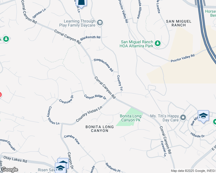 map of restaurants, bars, coffee shops, grocery stores, and more near 4351 Corral Canyon Road in Bonita