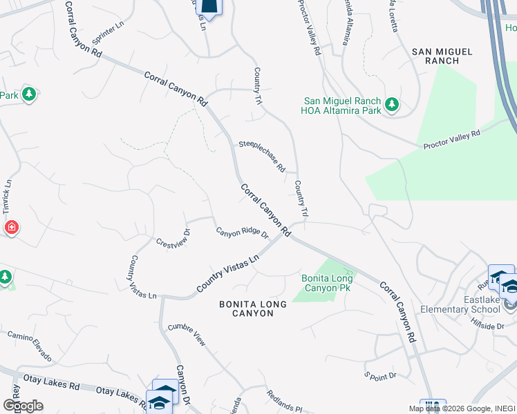 map of restaurants, bars, coffee shops, grocery stores, and more near 4334 Corral Canyon Road in Bonita