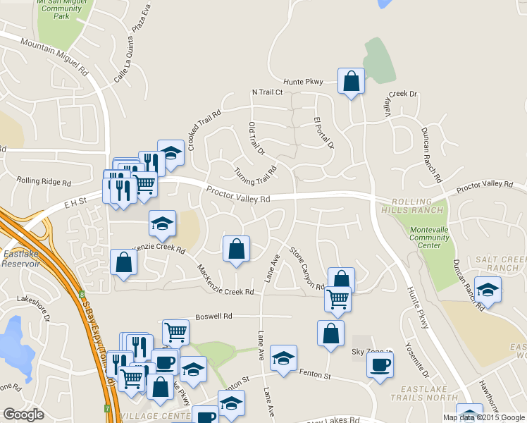 map of restaurants, bars, coffee shops, grocery stores, and more near 515 San Bruno Place in Chula Vista