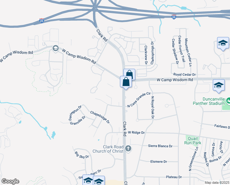 map of restaurants, bars, coffee shops, grocery stores, and more near 8441 Clark Road in Dallas