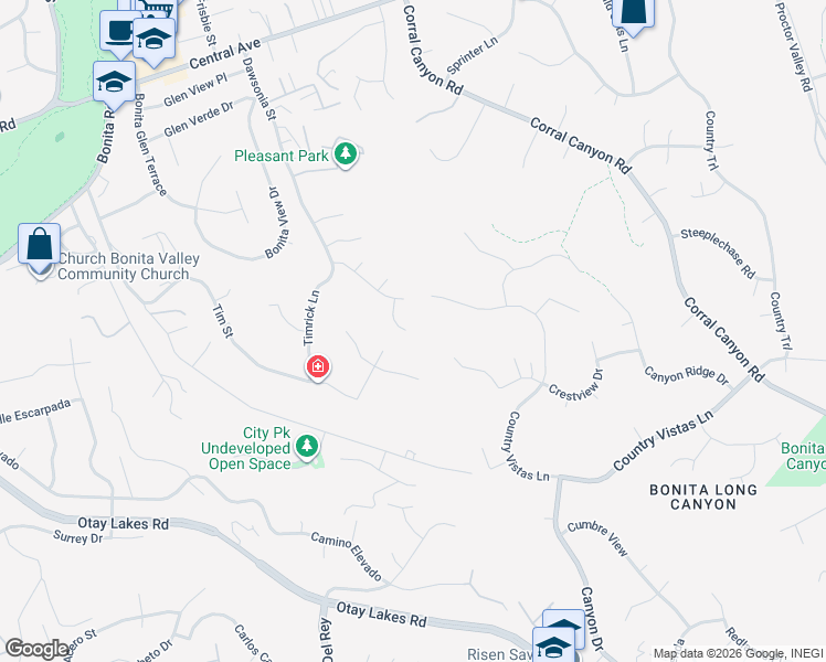 map of restaurants, bars, coffee shops, grocery stores, and more near 4014 Martin Canyon Court in Bonita