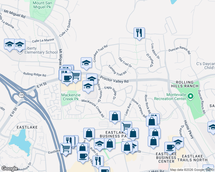 map of restaurants, bars, coffee shops, grocery stores, and more near 614 San Marino Place in Chula Vista