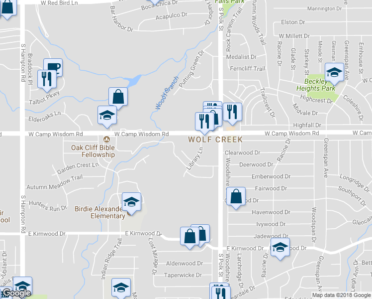 map of restaurants, bars, coffee shops, grocery stores, and more near 1227 Deerwood Drive in Dallas